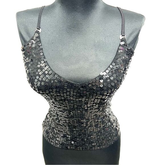 Forever 21 vintage y2k black knit sequin v neck sz S convertible straps NWT - Picture 1 of 14